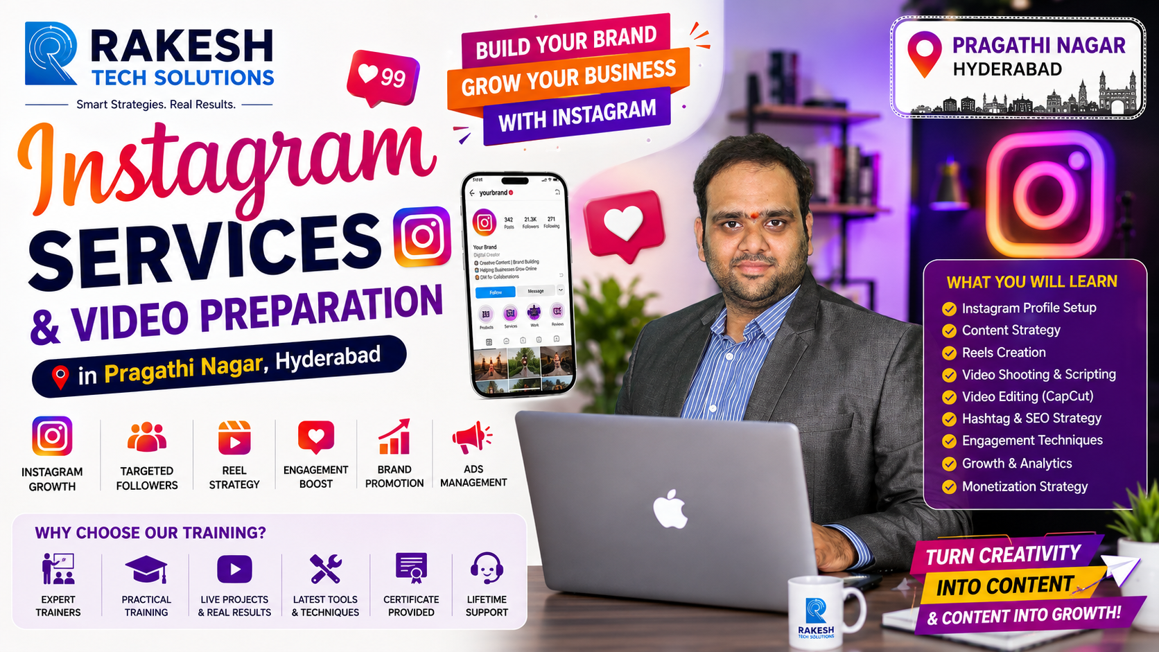 Instagram Services and Video Preparation Training in Pragathi Nagar Hyderabad