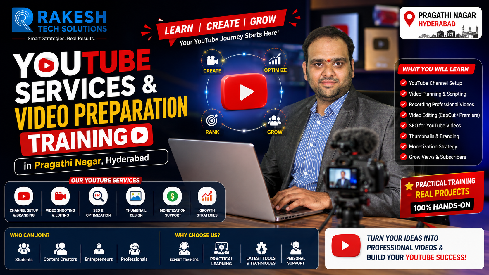 YouTube Services and Video Preparation Training in Pragathi Nagar Hyderabad